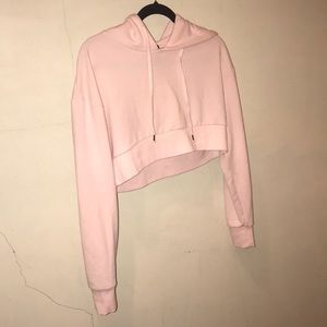 Cropped Long Sleeve Hoodie | Baby pink |